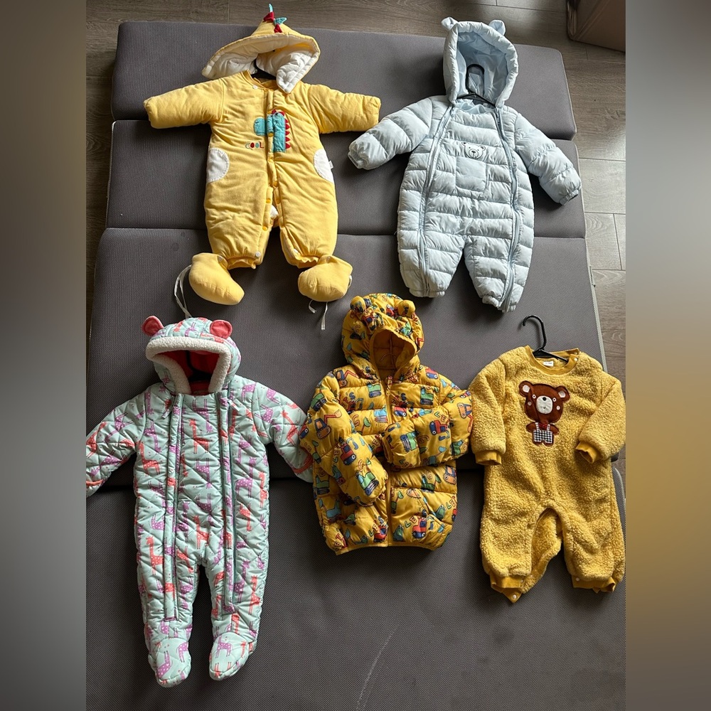 Boy or Girl cloth lot. Winter clothes bundle. Snowsuit, Jacket, romper lot of 5
